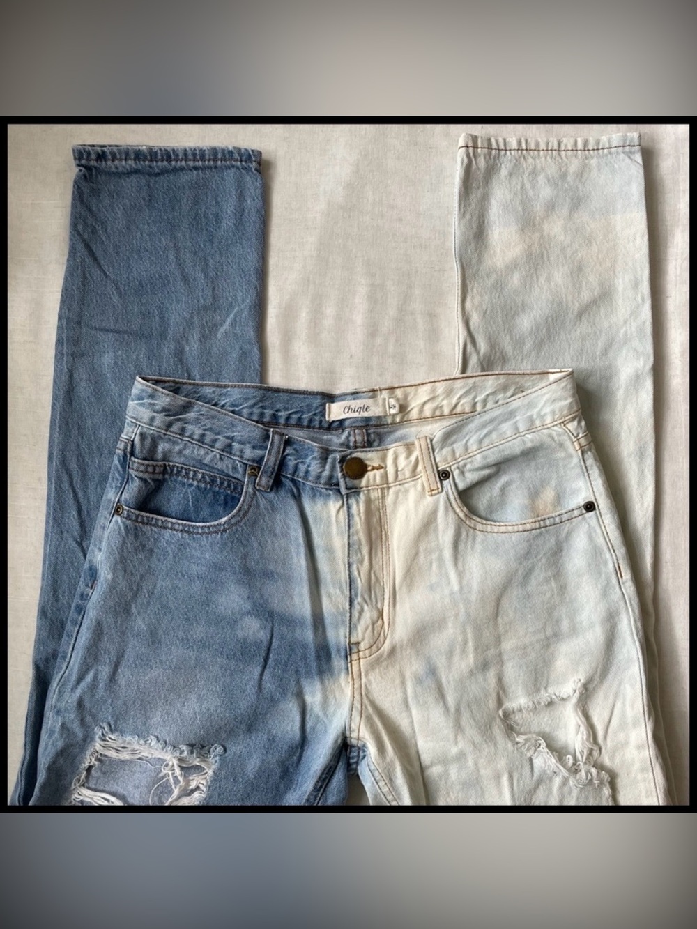 Distressed Bleached Mom Jeans